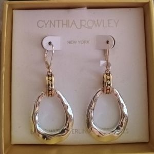 Cynthia Rowley Silver & Gold Dangle Earrings - NIB